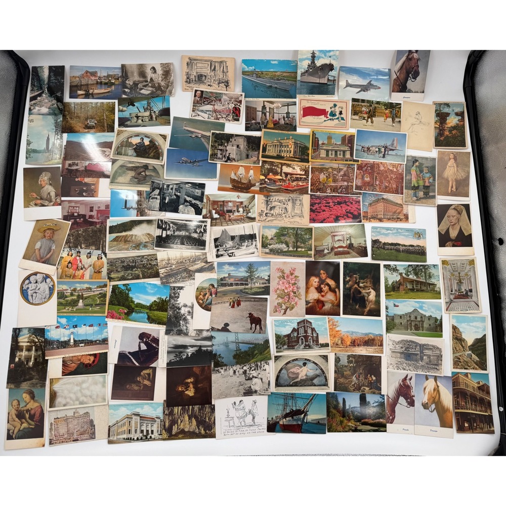 469 Vintage Postcard Lot + 2 Packs Native American Travel Art Military